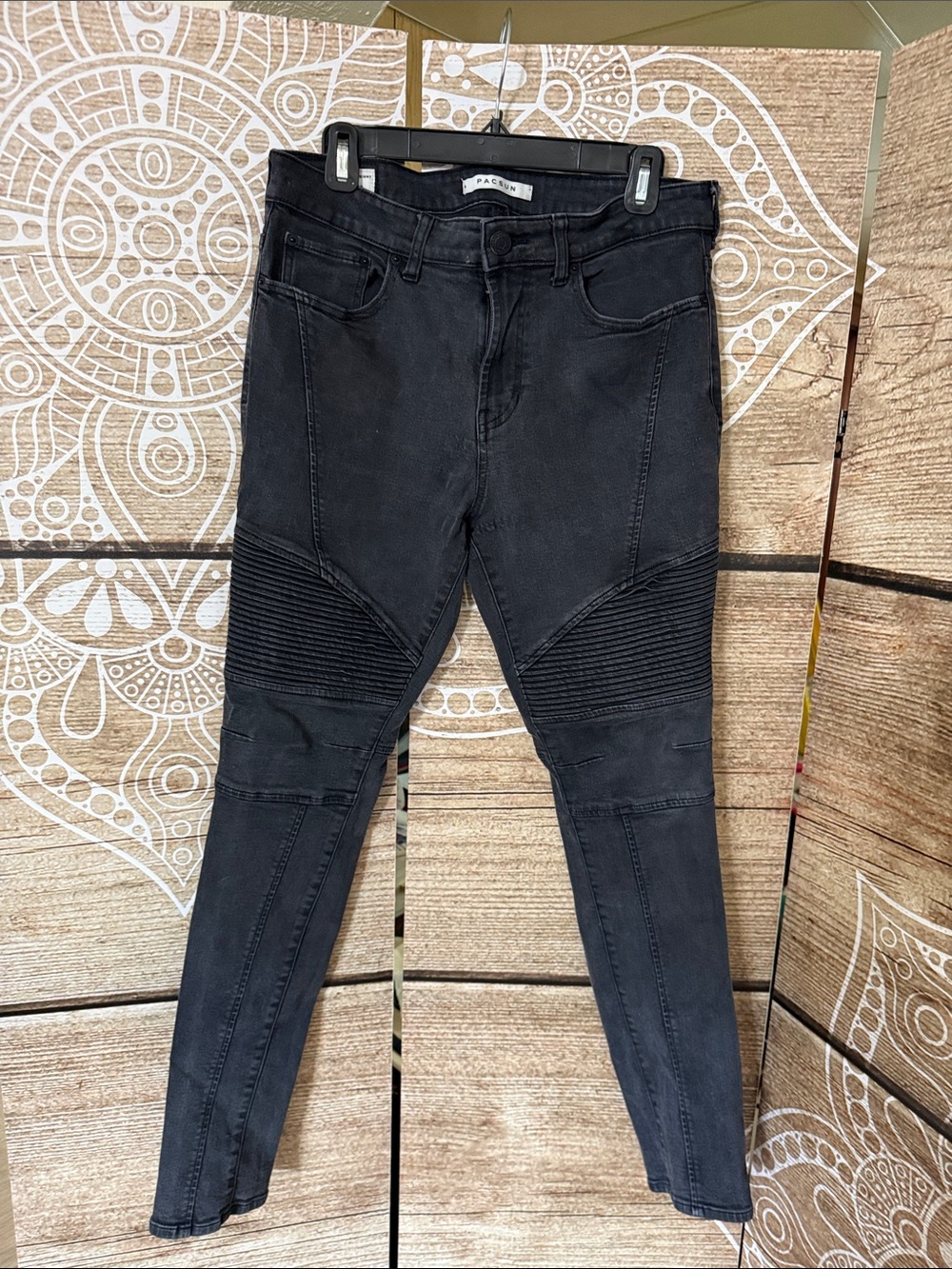 PacSun Black Ribbed Moto Skinny Jeans - Young Men
